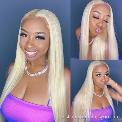 613 Lace Front Wig Real Human Hair 13*4 Pre-cut Long Blond Lace Front Wig Real Human Hair Straight Brazilian Real Human Hair